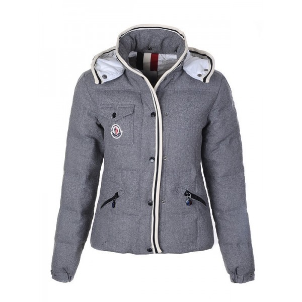 Moncler Moda Mock Collar semplice Zipper Grigio Cappotti uscita